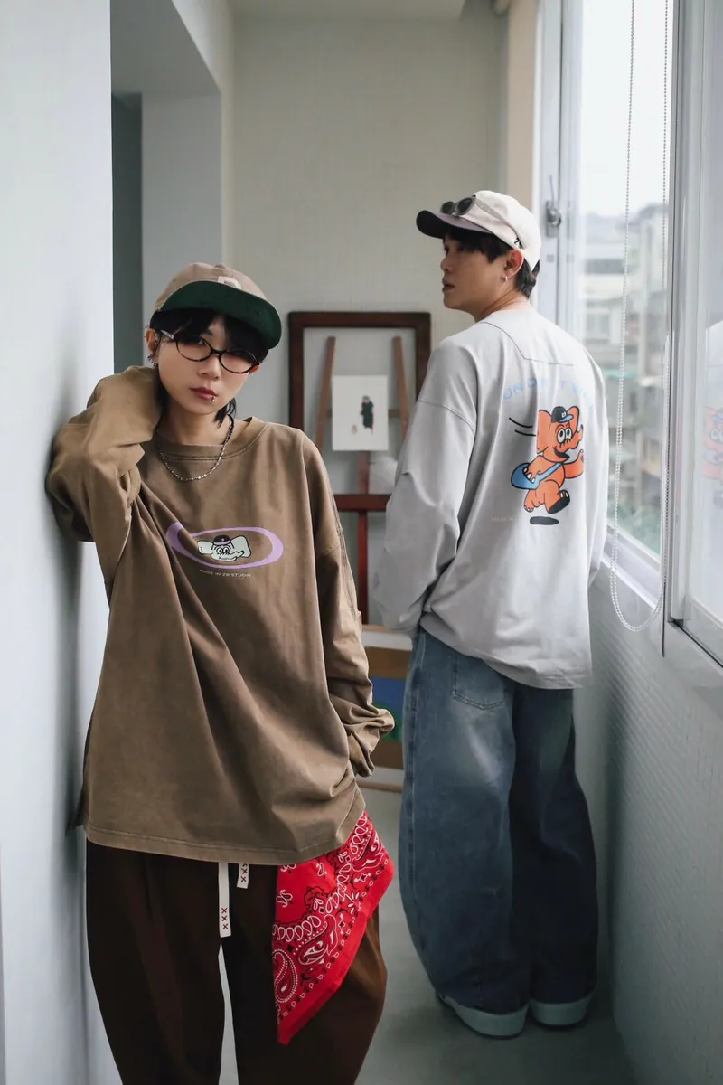 NV12 貳玖製造復古象水洗長袖衛衣