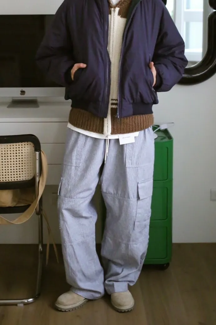 Korea|細直條口袋工作褲